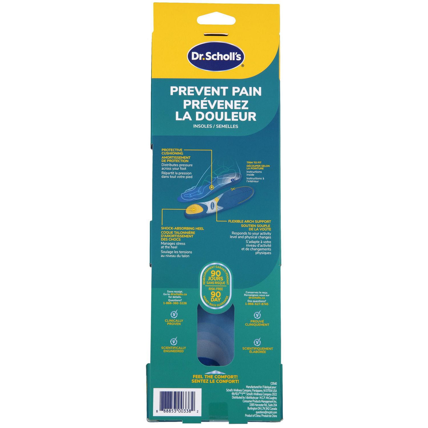 Dr. Scholl's Prevent Pain Protective Insoles, Men Size 8-14, 1 pair