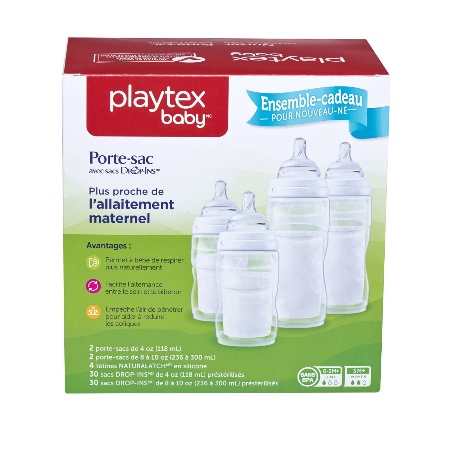 Playtex Baby Nurser Drop-Ins Liners Set of 3 Bottles Brand New Open Box  78300017523