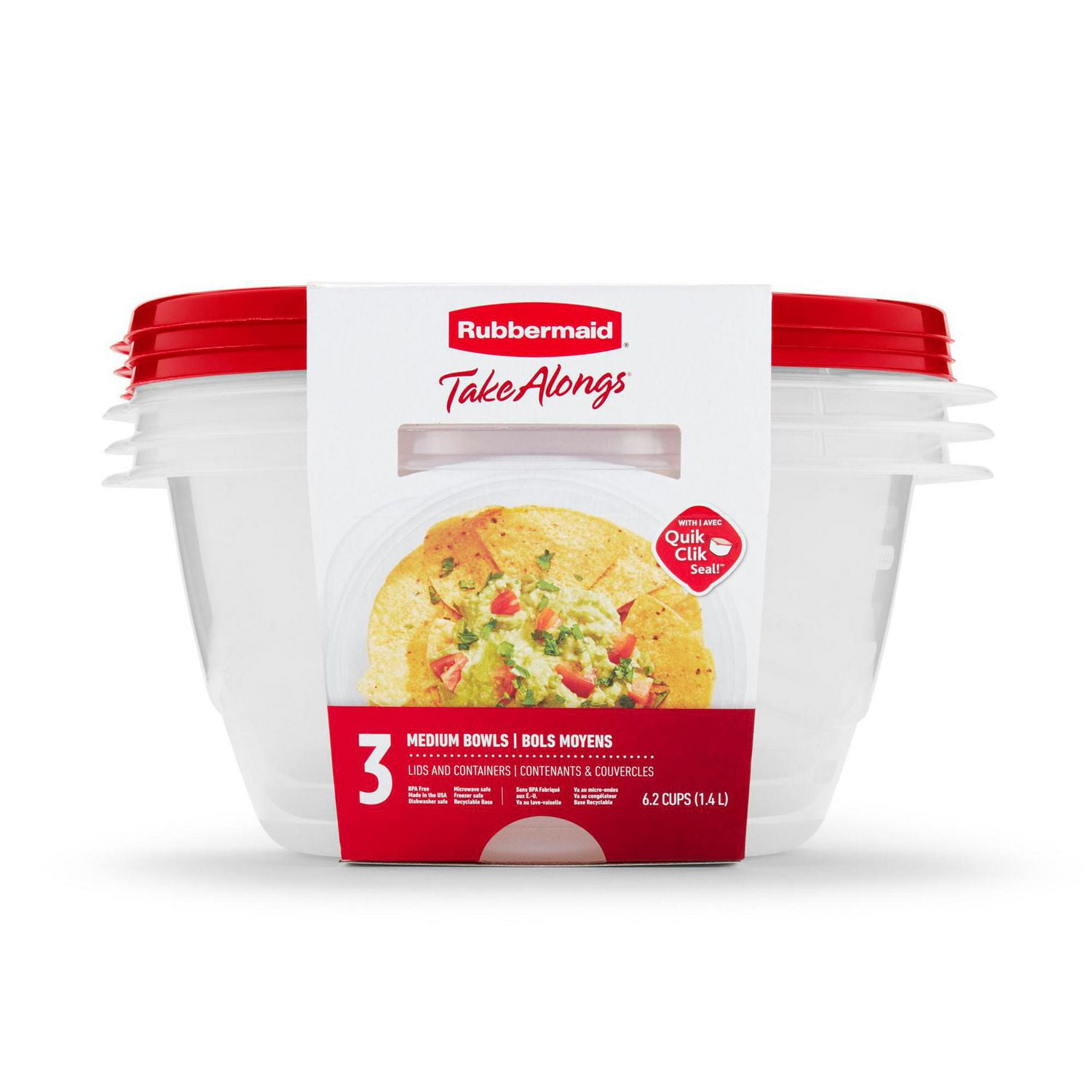 Rubbermaid Takealongs 3 Pk Medium Bowls 6.2 cup/1.4L Walmart Canada