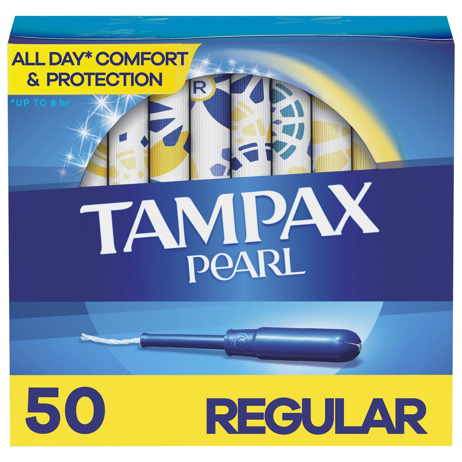 Tampax Pearl Tampons Regular Absorbency with BPA-Free Plastic Applicator  and LeakGuard Braid, Unscented, 50 Tampons