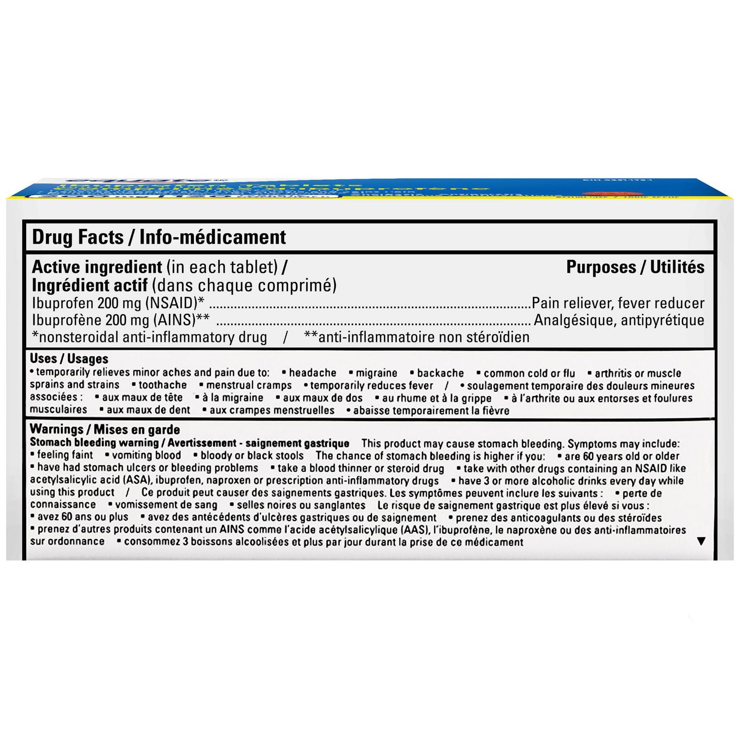 Comprimés d’ibuprofène, USP 200 mg, 500 comprimés