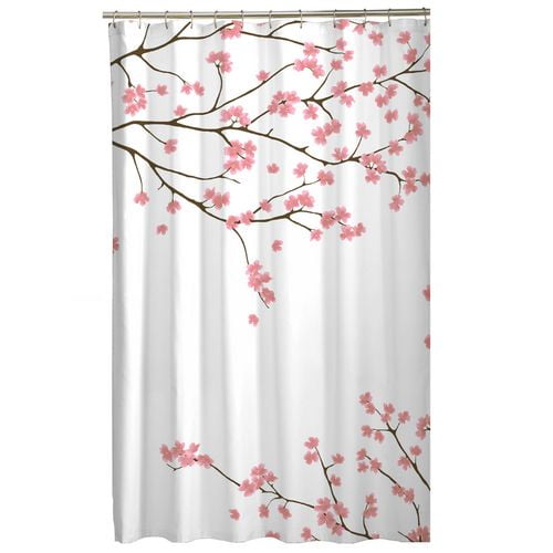 Hometrends Cherry Blossom Fabric Shower Curtain, Fabric shower curtain ...
