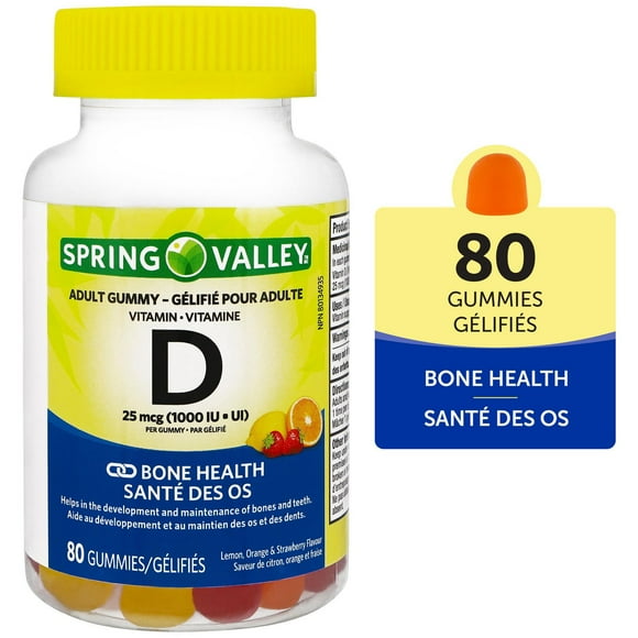 Spring Valley Vitamin D, 25 mcg (1000 IU), 80 Gummies