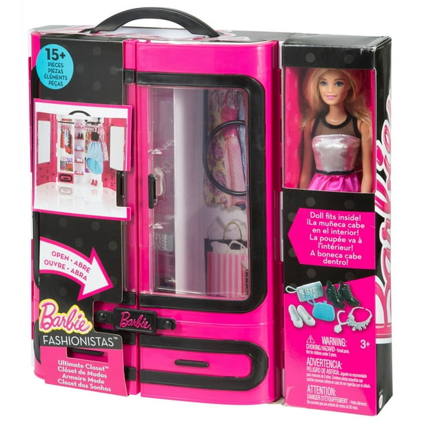  Barbie Fashionistas Ultimate Closet Portable Fashion Toy with  Doll, Clothing, Accessories and Hangers, Gift for 3 to 8 Year Olds :  Barbie: Toys & Games