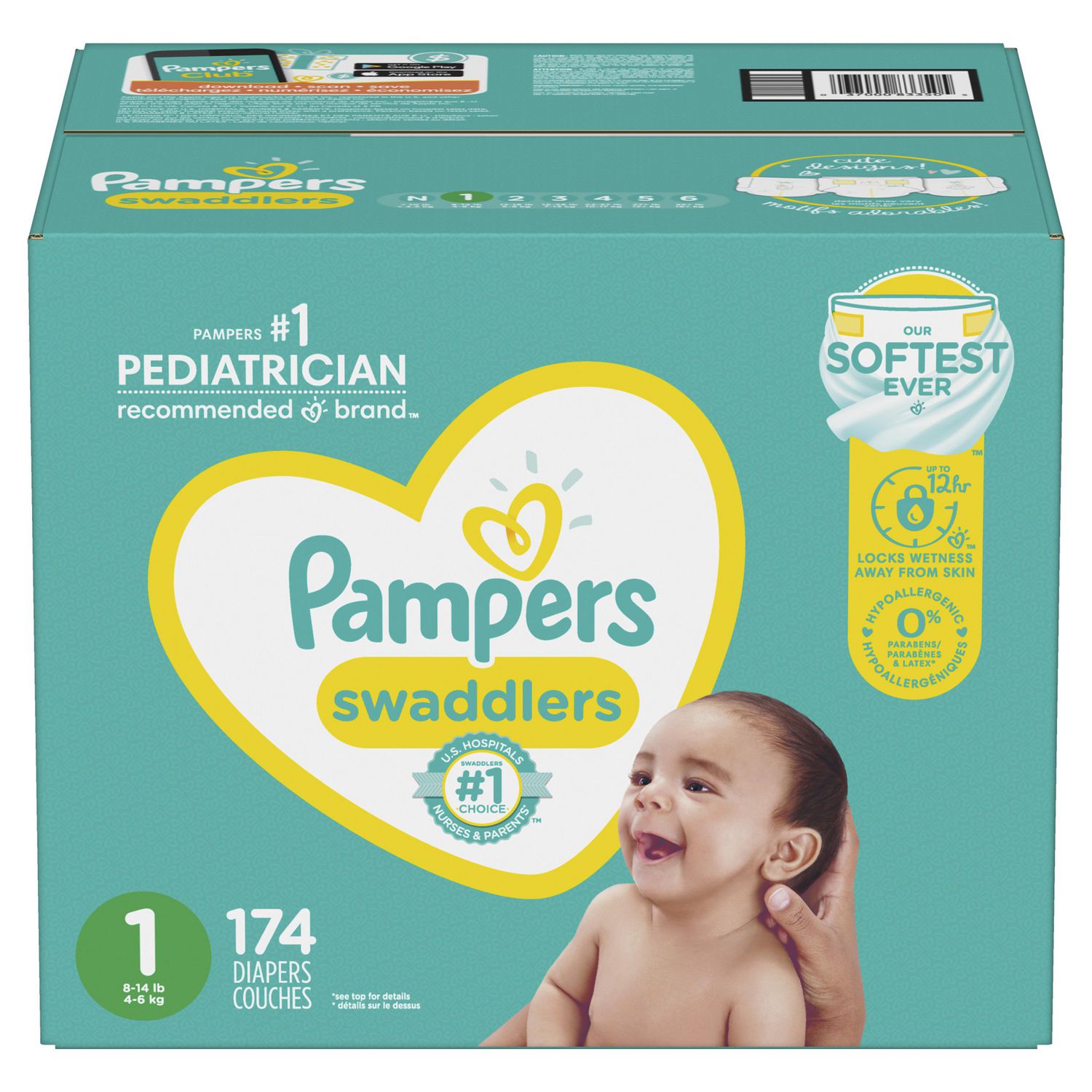 Couches Pampers Swaddlers, format super économique tailles Nouveau