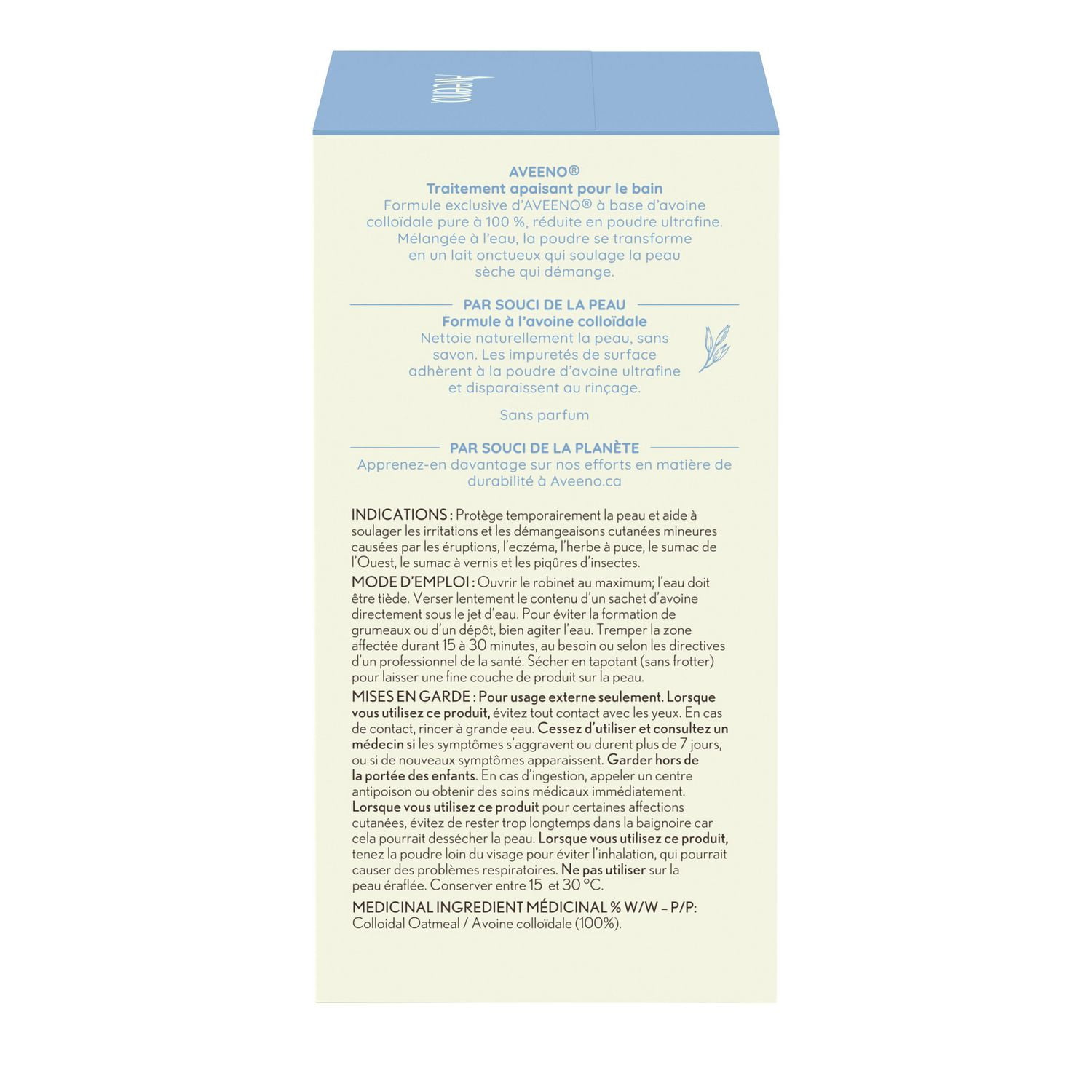 Traitement apaisant pour le bain Aveeno, eczéme, soulagement de la sécheresse cutanée, bain à l'avoine colloïdale, nettoyant, sans parfum 8 x 42 g