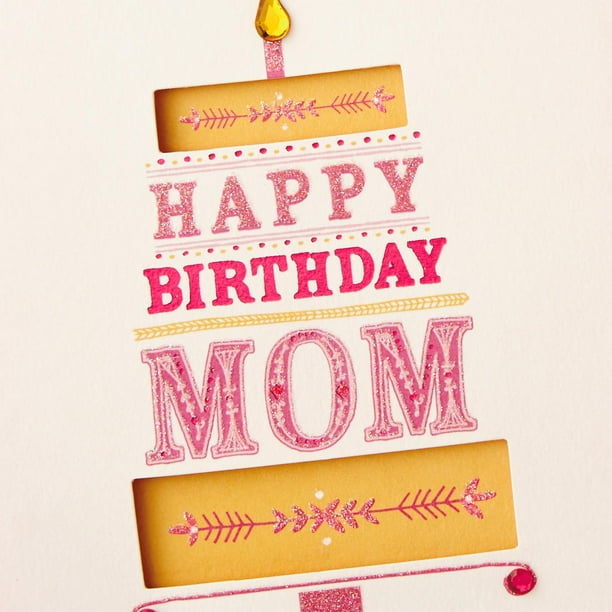 Hallmark Birthday Card for Mom (Pink and Gold Cake) 