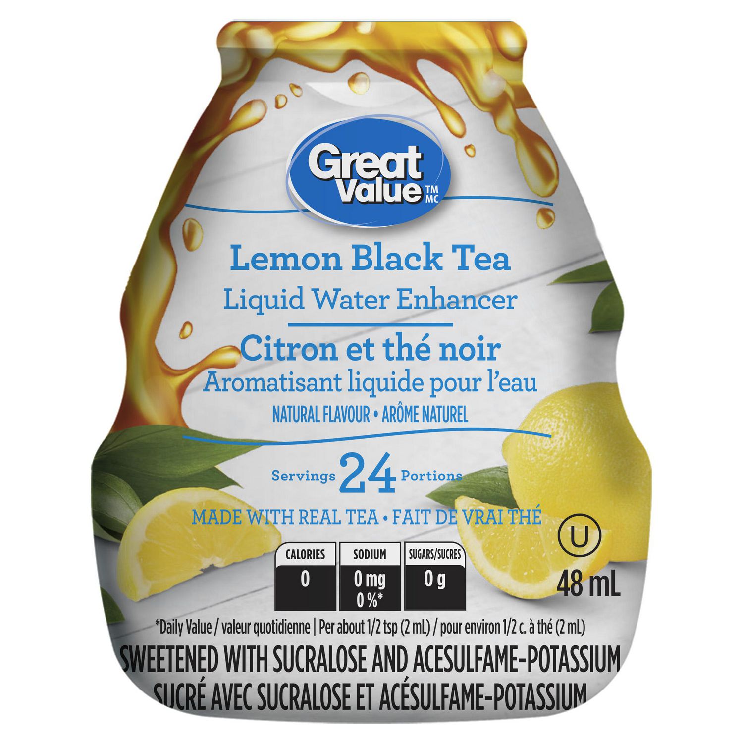 Great Value Lemon Black Tea Liquid Water Enhancer Walmart Canada