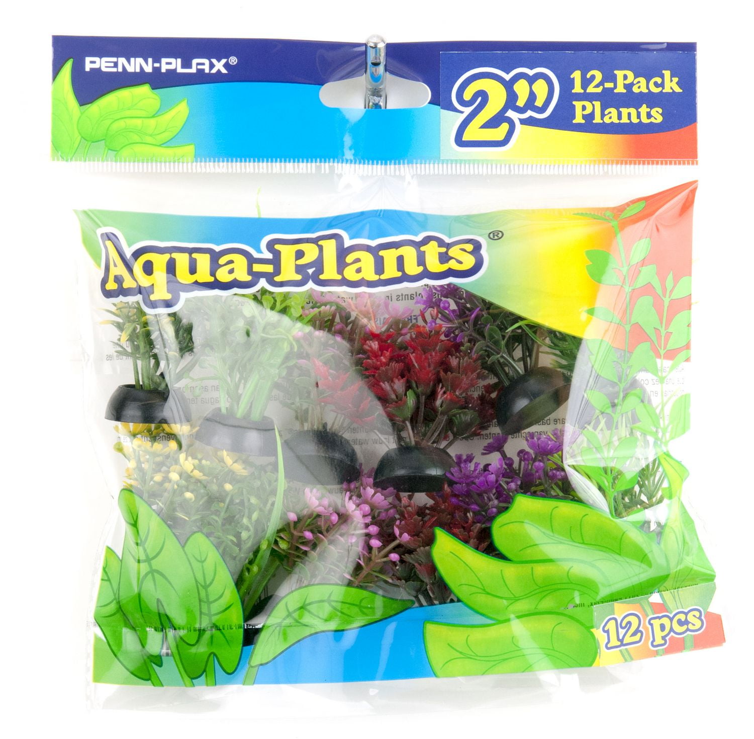 Penn Plax 12 Piece Bagged Aquarium Plants 2" Betta Plants, Multicolor