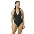thumbnail image 1 of Captiva Women's Halter Surplice Ribbed One-Piece Swimsuit, 1 of 5