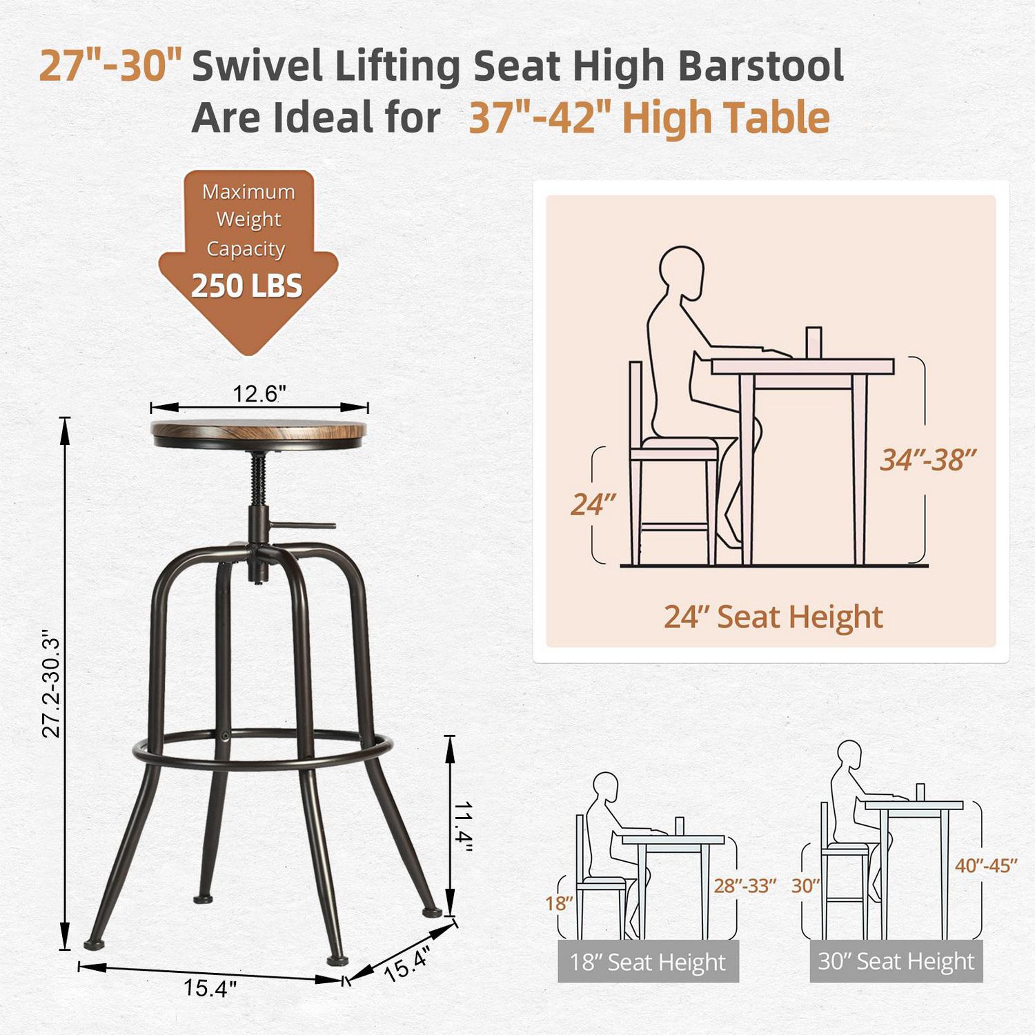 Homycasa Modern 30in Barstools (Set of 2) Fabric Upholstery Full