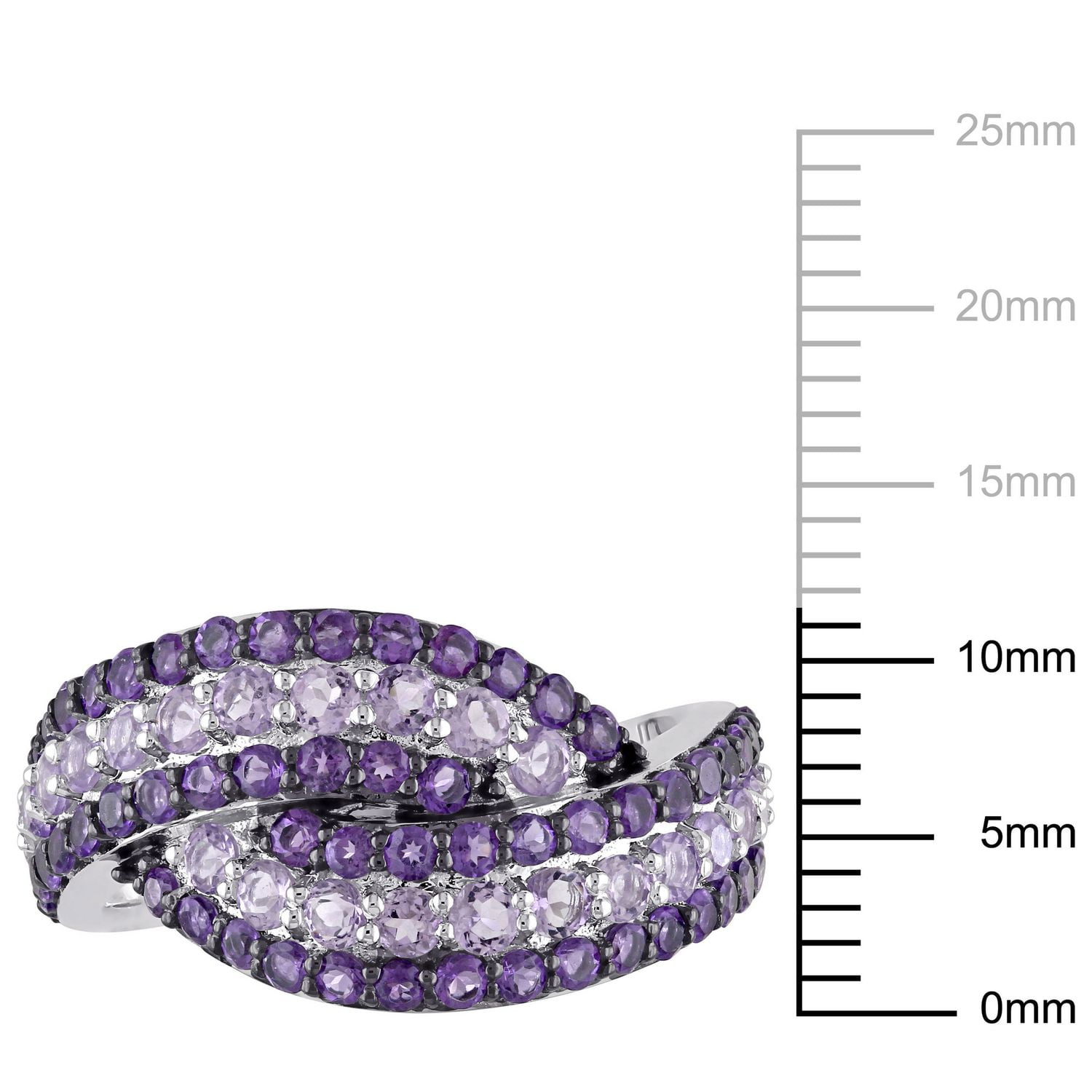 Tangelo 1-1/2 Carat T.G.W. Rose de France and Amethyst Sterling Silver Bypass Ring