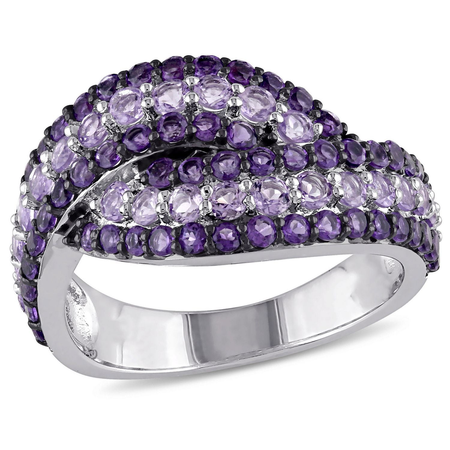 Tangelo 1-1/2 Carat T.G.W. Rose de France and Amethyst Sterling Silver Bypass Ring