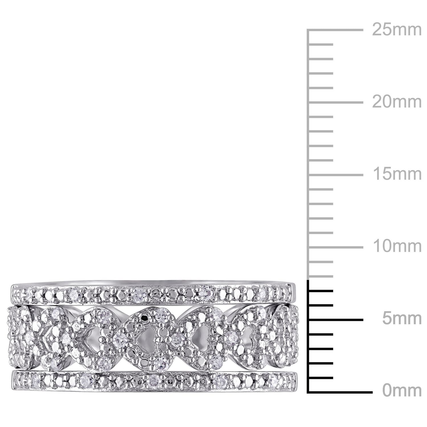 Ensemble de bagues de mariage Miabella avec diamants 1/8 CT poids total en argent sterling
