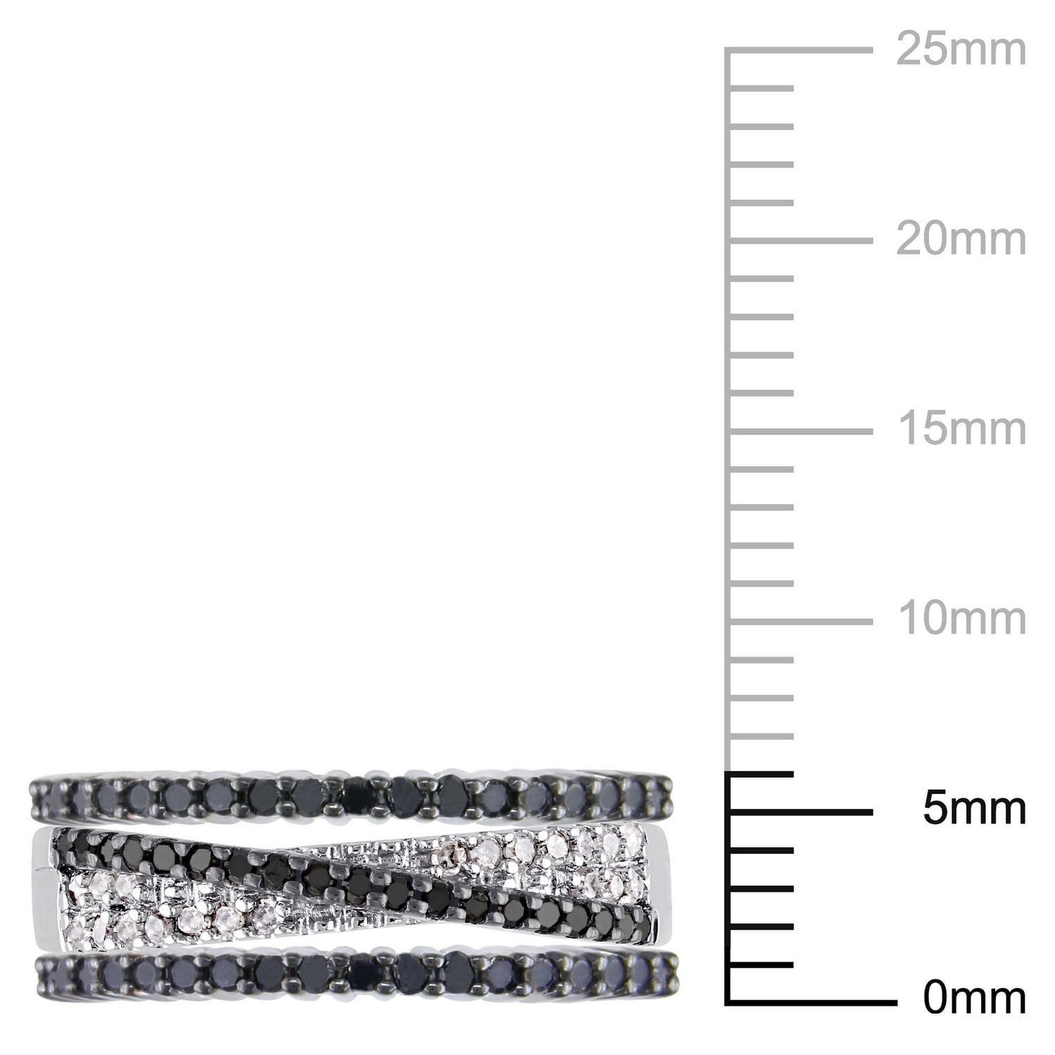 Asteria 5/8 Carat T.W. Black and White Diamond Sterling Silver Three Piece Anniversary Stackable Ring Set