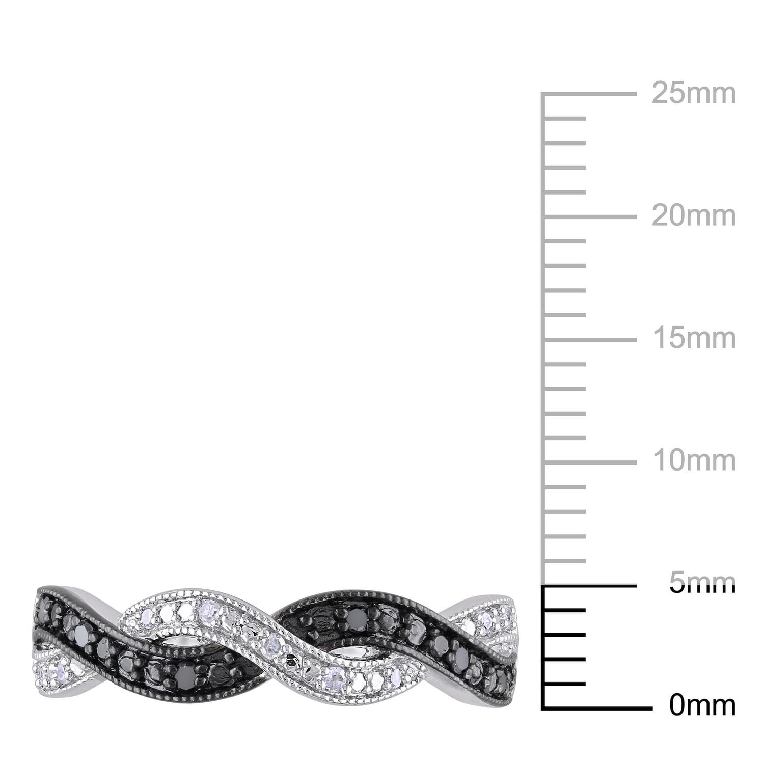 Asteria 1/10 Carat T.W. Black and White Diamond Sterling Silver Cross-Over Ring