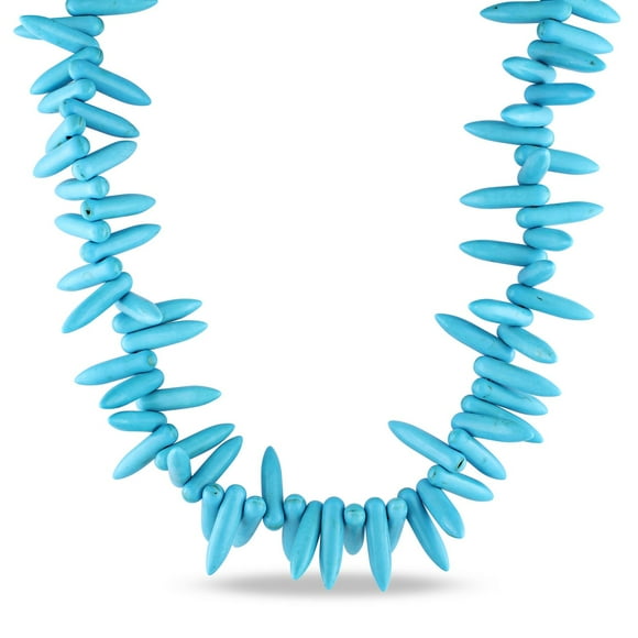Tangelo Turquoise Bead Necklace with Silvertone Clasp, 40"