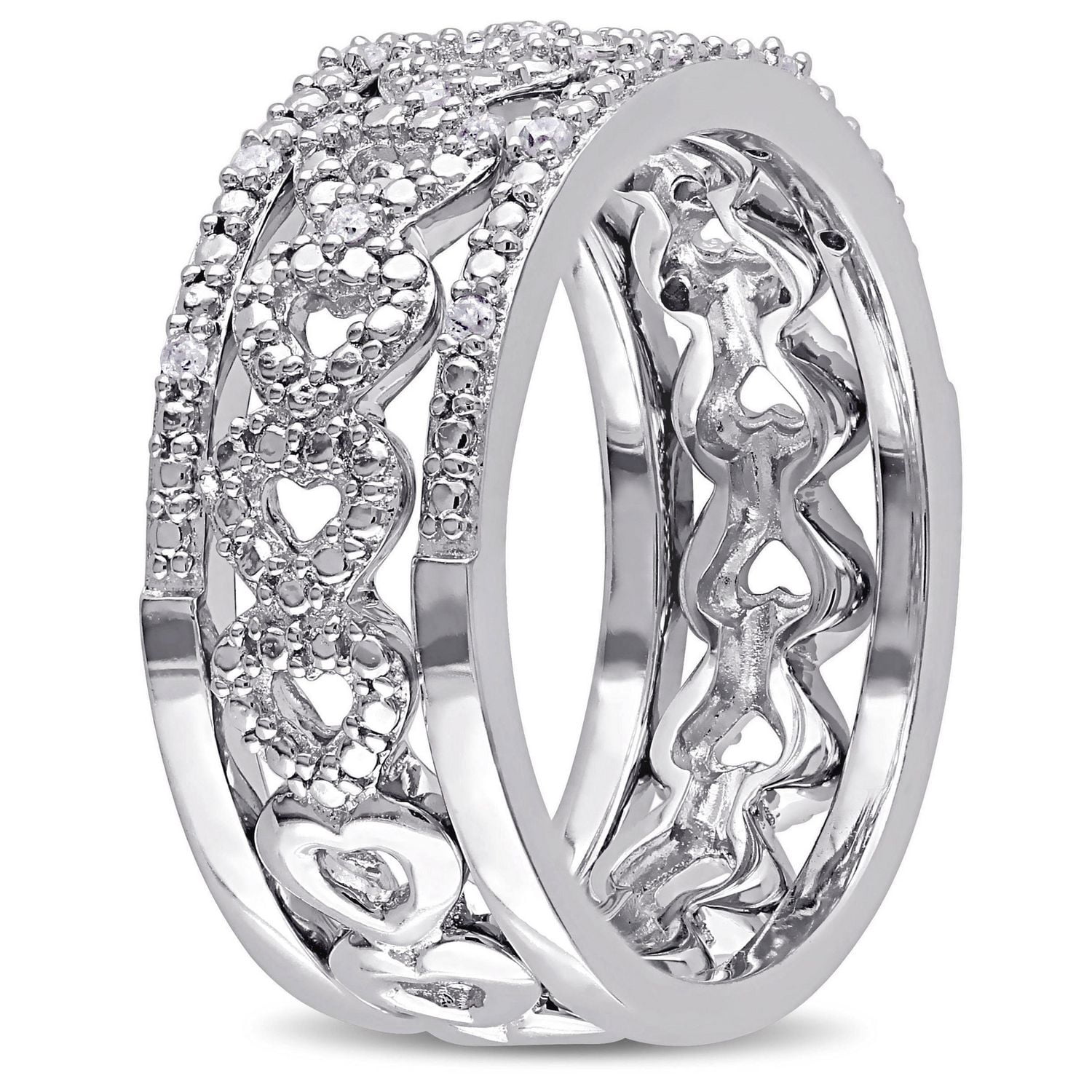 Ensemble de bagues de mariage Miabella avec diamants 1/8 CT poids total en argent sterling