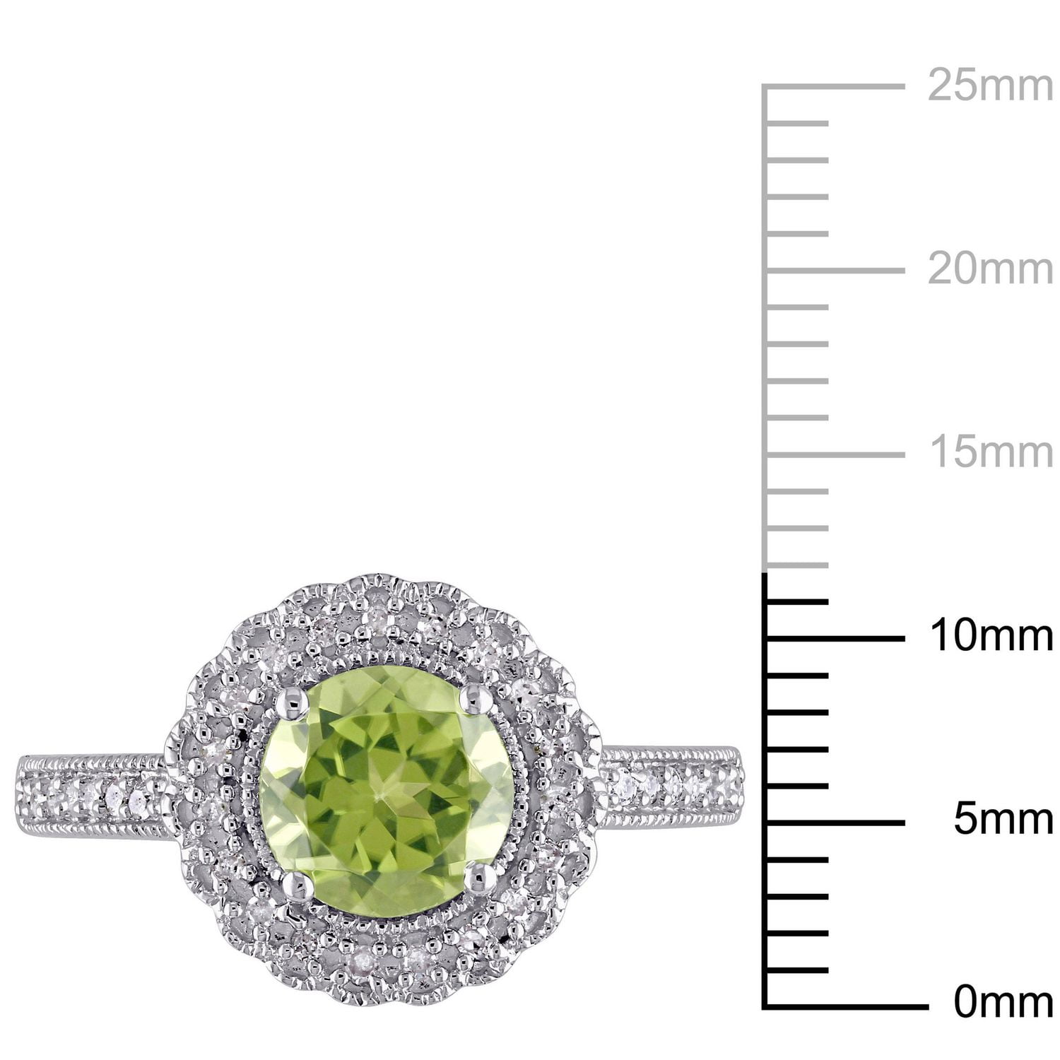 Tangelo 1-1/2 Carat T.G.W. Peridot and 1/7 Carat T.W. Diamond Sterling Silver Halo Cocktail Ring