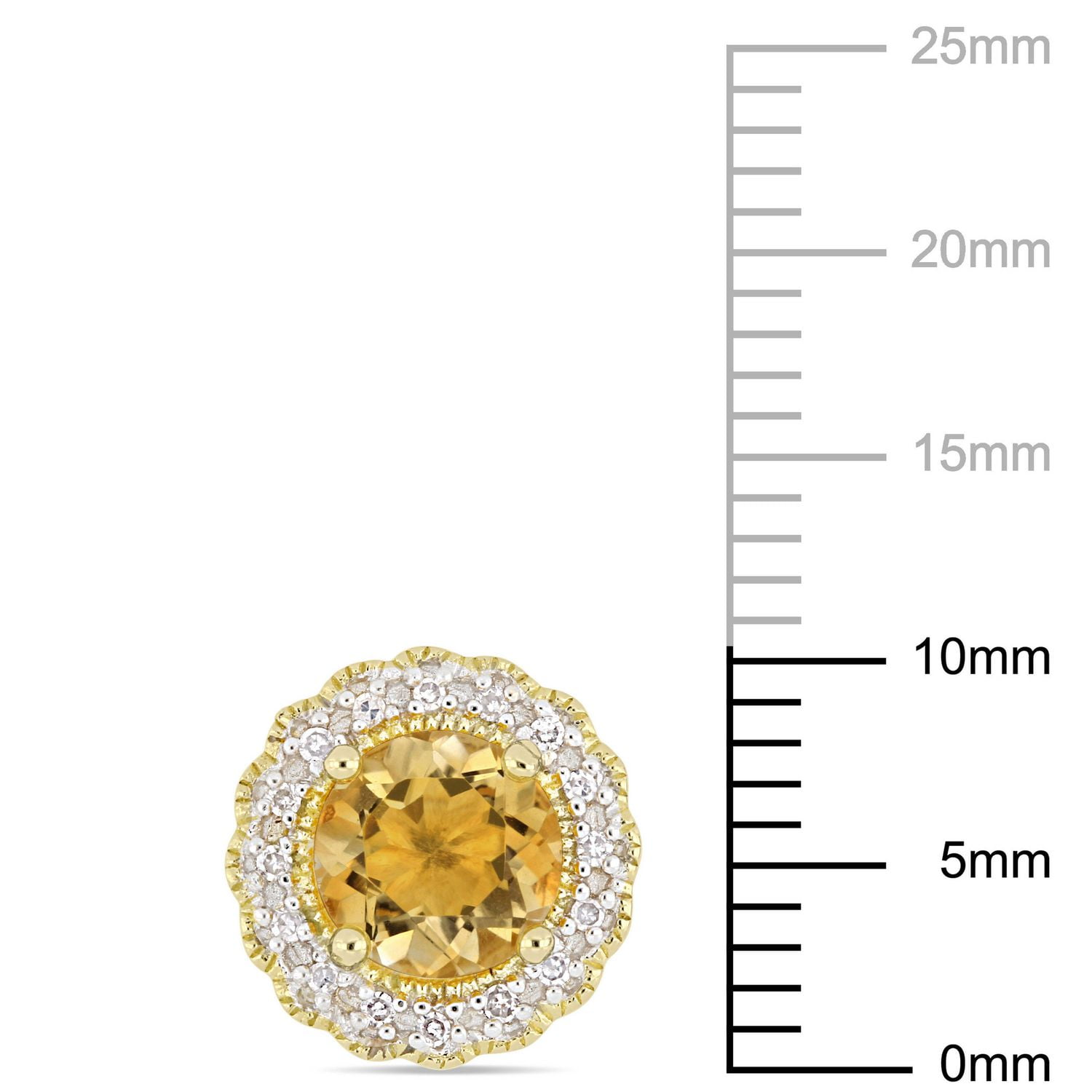 Tangelo 1-1/2 Carat T.G.W. Citrine and 1/10 Carat T.W. Diamond Yellow Plated Sterling Silver Halo Stud Earrings