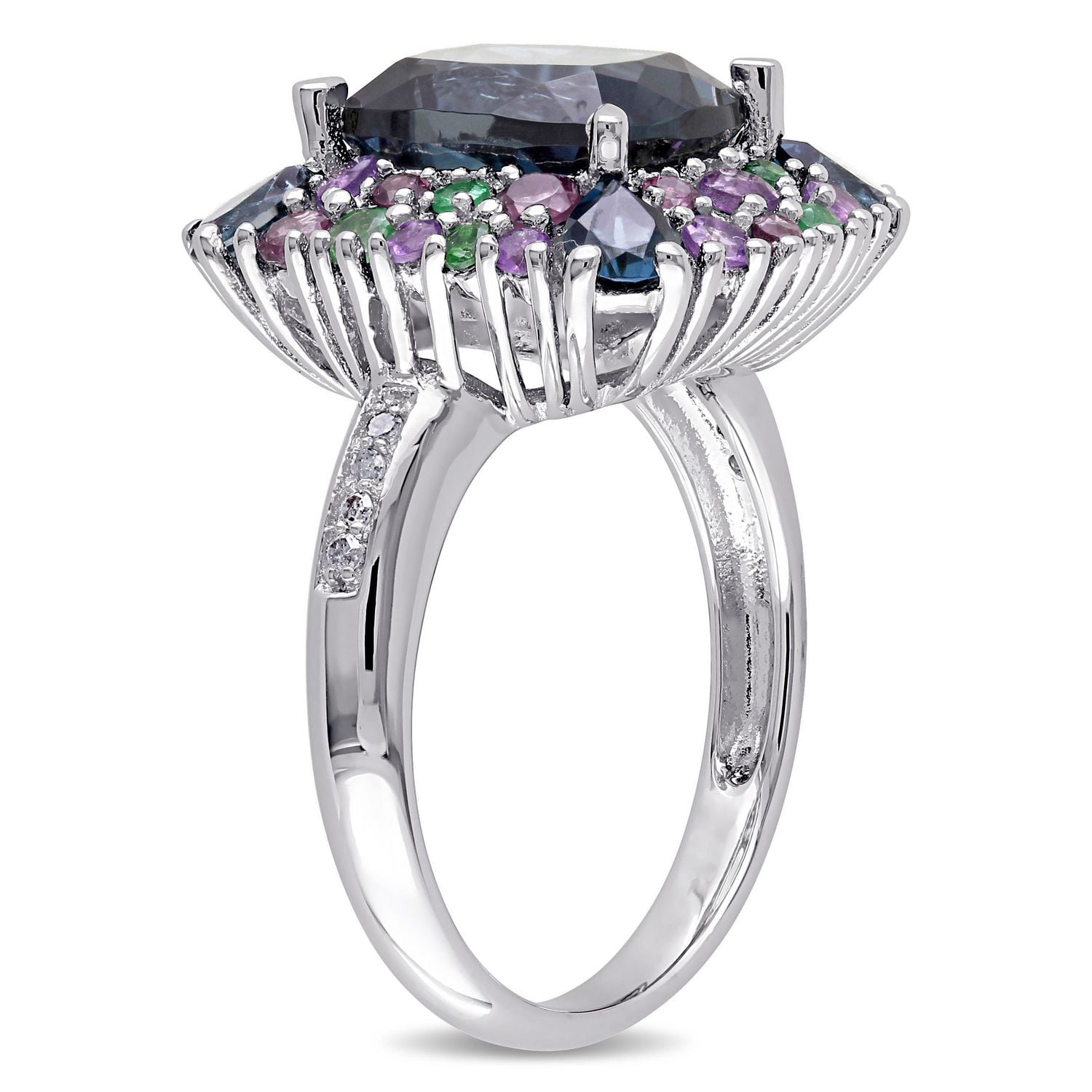 Tangelo 5-4/5 Carat T.G.W. Multi-Gemstone and Diamond-Accent Sterling Silver Cocktail Ring