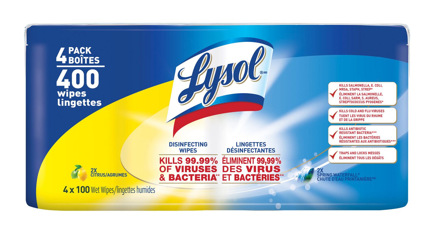 Lysol Disinfecting Surface Wipes Citrus Spring Waterfall 4X100   6000198175714 