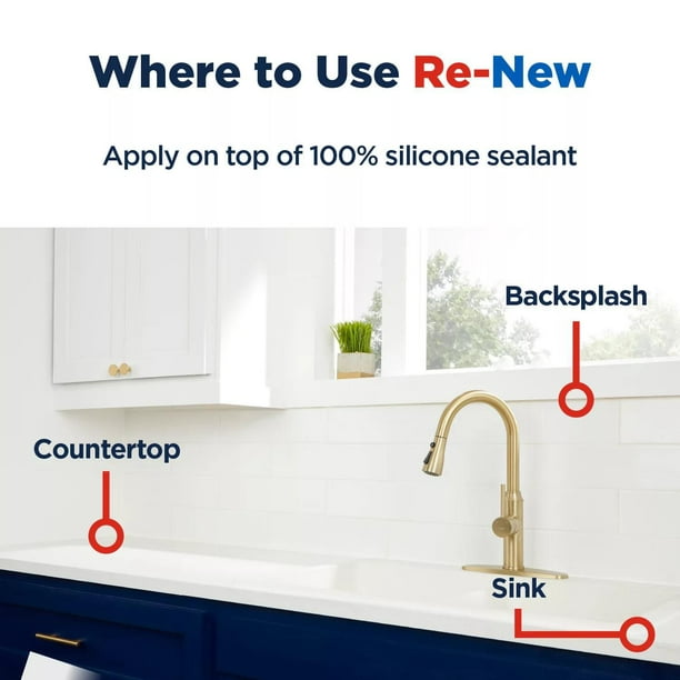 Scellant tout usage GE à silicone II pour cuisine et salle de bains,  résistant aux fissures et à l'eau, transparent, 299 mL