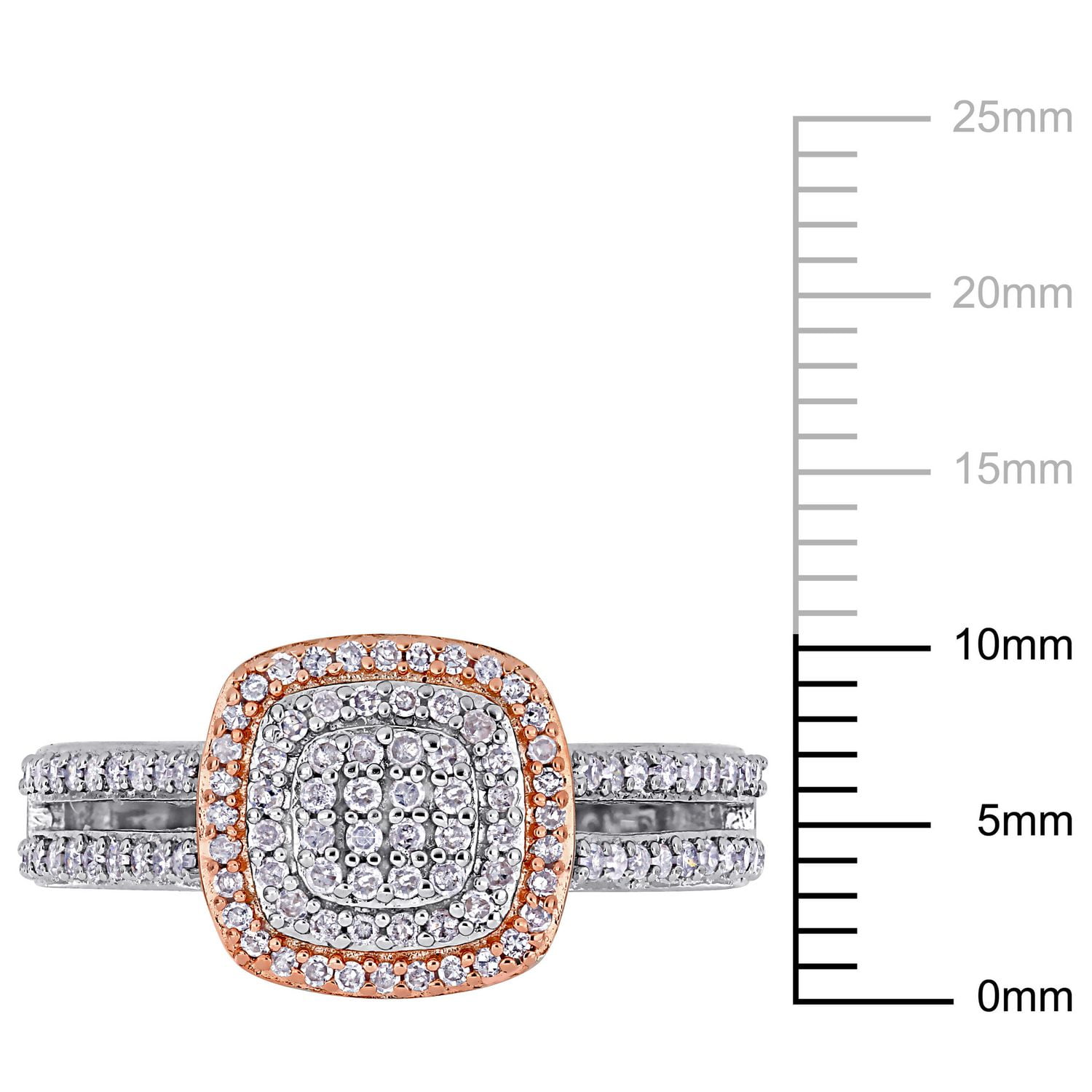 Miabella 1/2 Carat T.W. Diamond Sterling Silver Double Halo Grid Engagement Ring