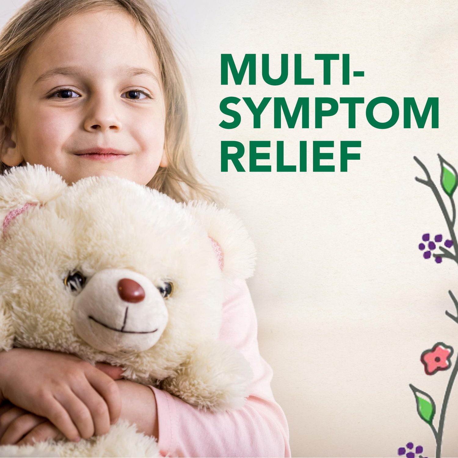 Vicks Children's BOTANICALS Multi-Symptom, Daytime Syrup, Botanical Blend with Marshmallow Root, Elderberry, & Ivy Leaf, Used in Herbal Medicine to Help Relieve Sore Throat, Relieves Coughs & Chest Congestion, Berry Flavour, For Children Ages 2-13, 118ML