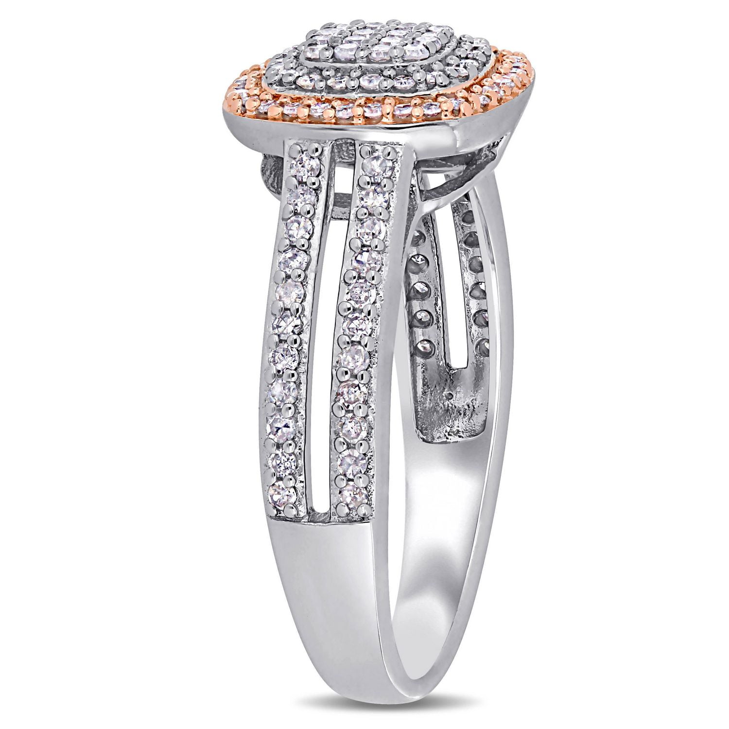 Miabella 1/2 Carat T.W. Diamond Sterling Silver Double Halo Grid Engagement Ring