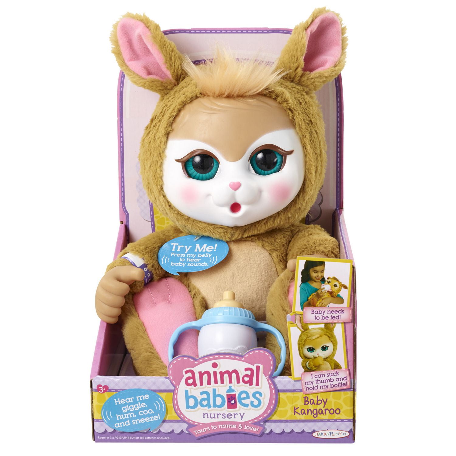 Animal Babies Nursery Deluxe Electronic Plush Toy - Baby Kangaroo 