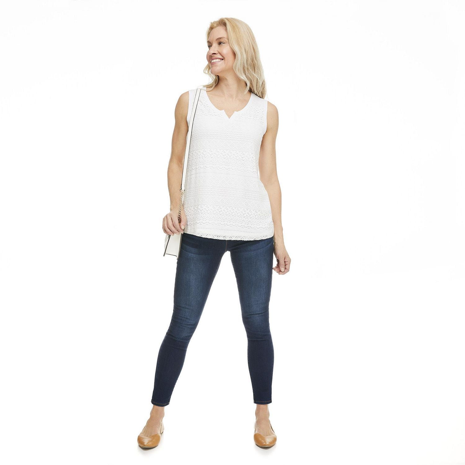 Penmans Women's Sleeveless Crochet Front Tank