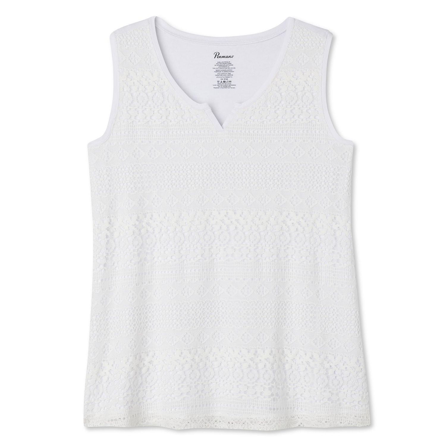 Penmans Women's Sleeveless Crochet Front Tank