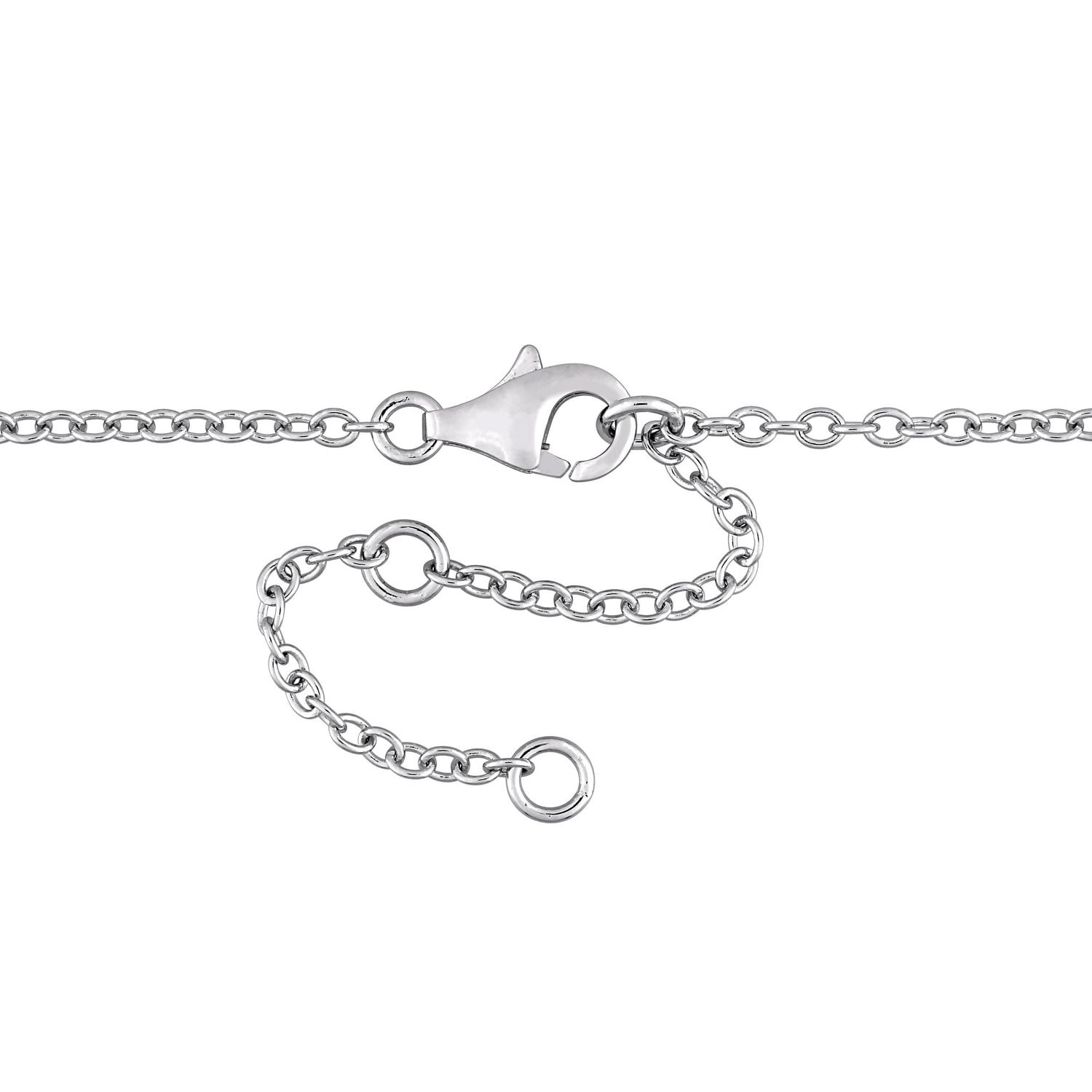 Tangelo 2-3/8 Carat T.G.W. Amethyst and White Sapphire Sterling Silver Baguette Halo Necklace, 17"