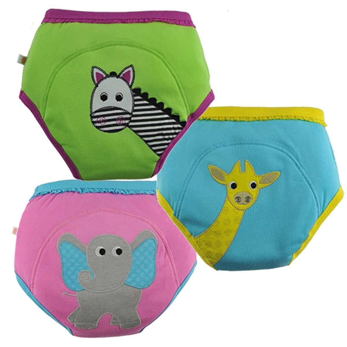 Organic Cotton Girls Underwear, in 'funny Creatures', 2 Pack of