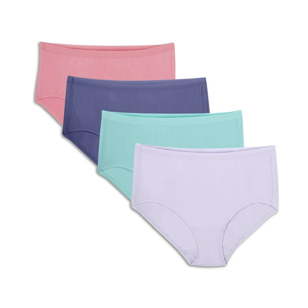 Fruit of the Loom Women's Breathable Micro-Mesh Assorted Hi-Cut Underwear,  4-Pack, Sizes 5 - 8 
