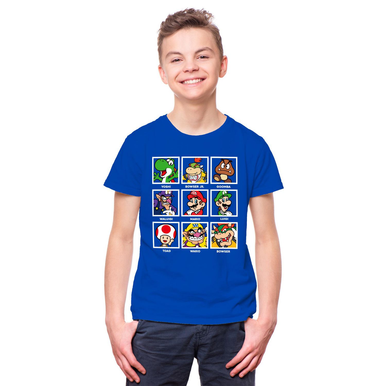 Super Mario: Yoshi, Mario and Luigi Blue T-Shirt - XXL 