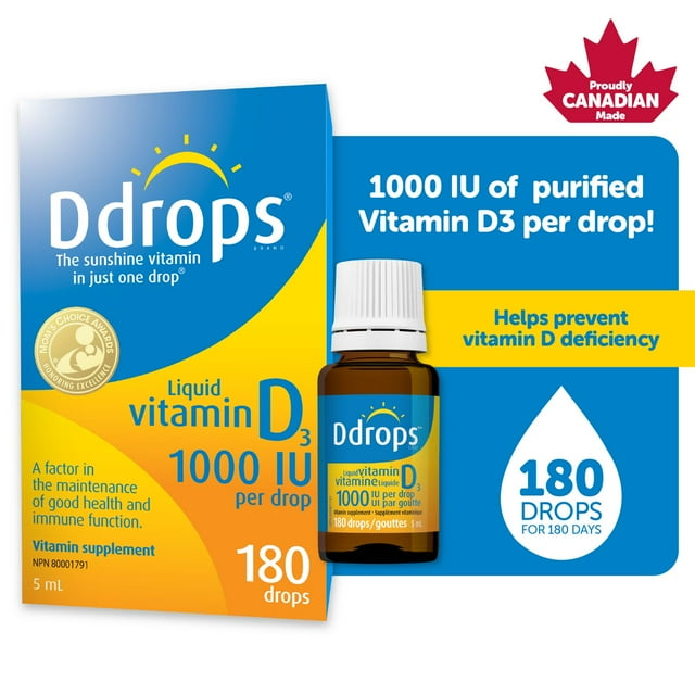 Ddrops® Liquid Vitamin D3 Vitamin Supplement, 1000 IU