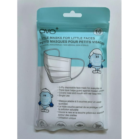 AVO+ Kids Mask, Blue, 10 Count, Avo Kids Mask in a 10 count bag