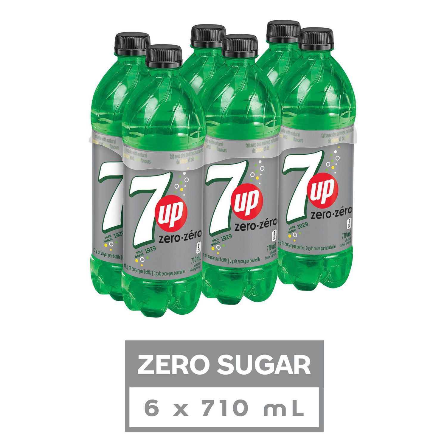 7UP Zero Soft Drink, 710 mL Bottles, 6 Pack Walmart Canada