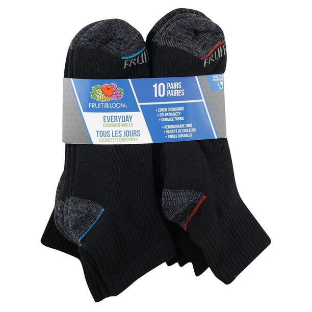 Fruit of the Loom Boys Ankle Quarter Socks -10 Pack - Size 3-9 - Walmart.ca