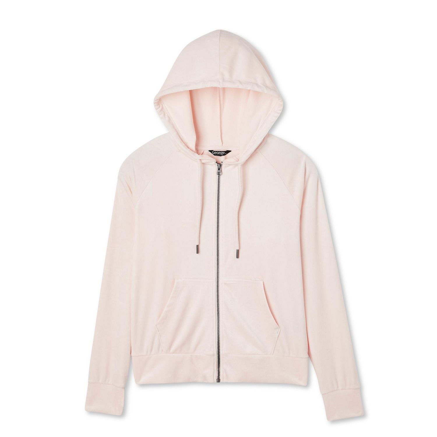 Pink velvet zip up on sale hoodie