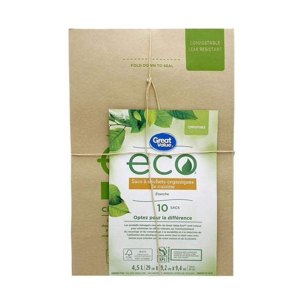 Great Value Leak Resistant Kitchen Organic Waste Bags, 10 bags (4.5 L,  11.42 x 7.56 x 3.7) 
