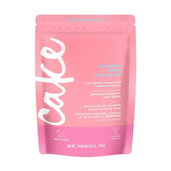 Cake Beauty Body Scrub, Desserted Island – Exfoliating & Moisturizing Sugar Scrub – For Soft, Glowing Skin – Demerara Sugar, Coconut Oil & Shea Butter – 250 g, Exfoliating Sugar Body Scrub
