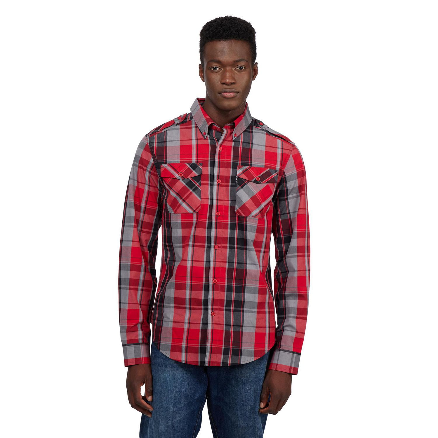 ECKO UNLTD chemise tissée solide à manches longues pour hommes