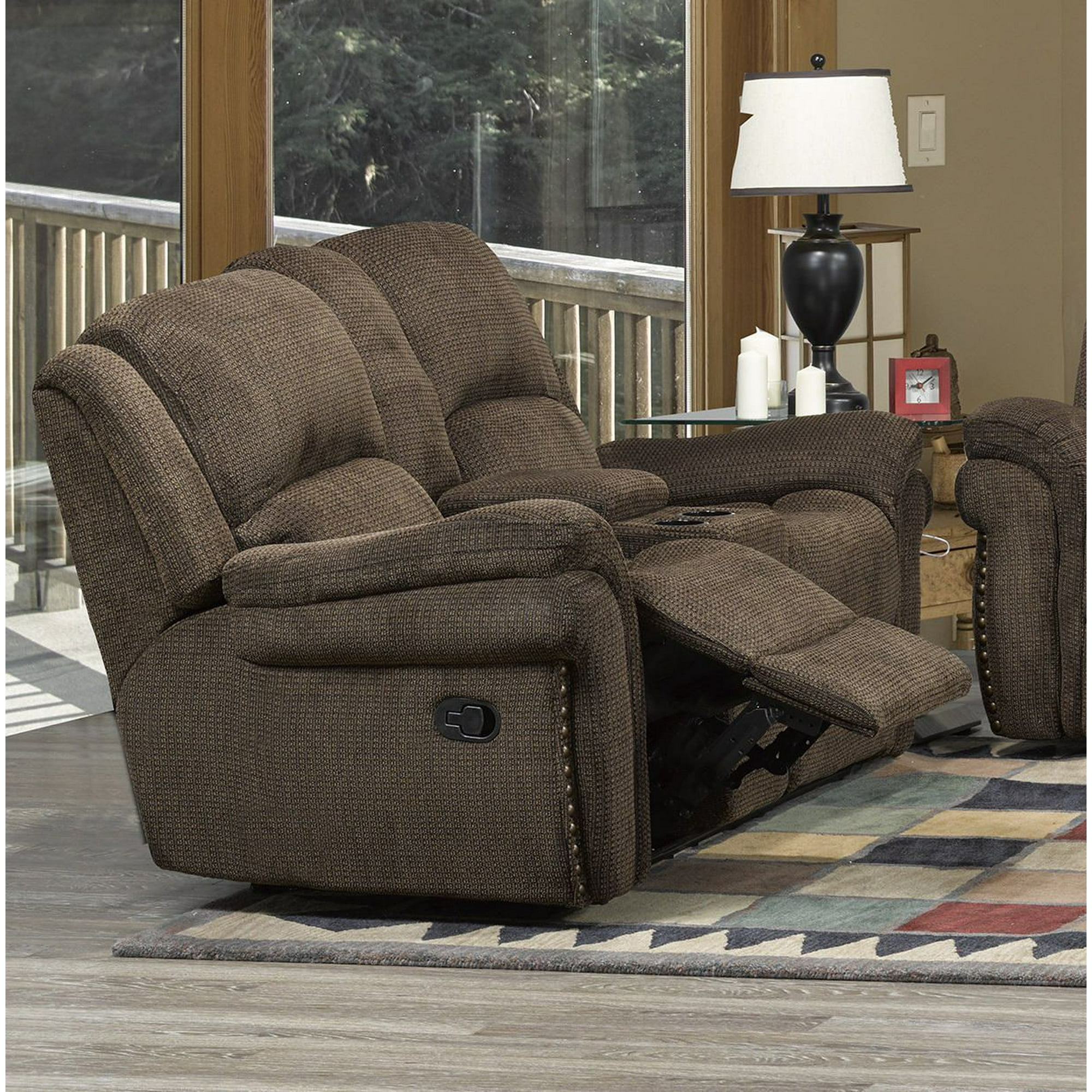 Brassex Inc Edward Recliner Love Seat with Storage Console, Brown -  Walmart.ca