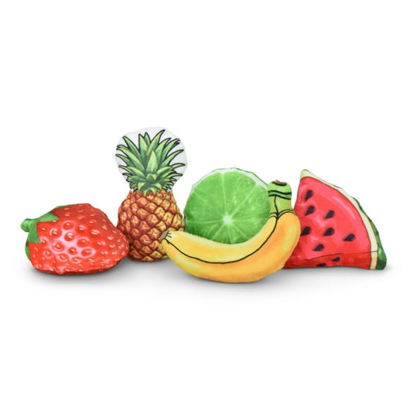 Multipet Fruit Cat Toy, Assorted, Plush cat toy contains catnip