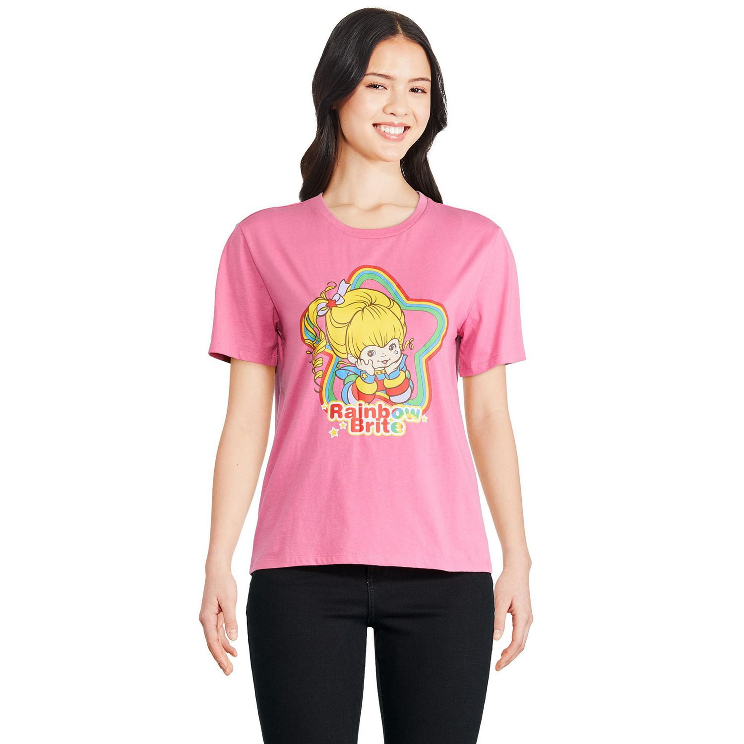 T-shirt avec imprimé graphique Rainbow Brite pour femmes Tailles TP–TG