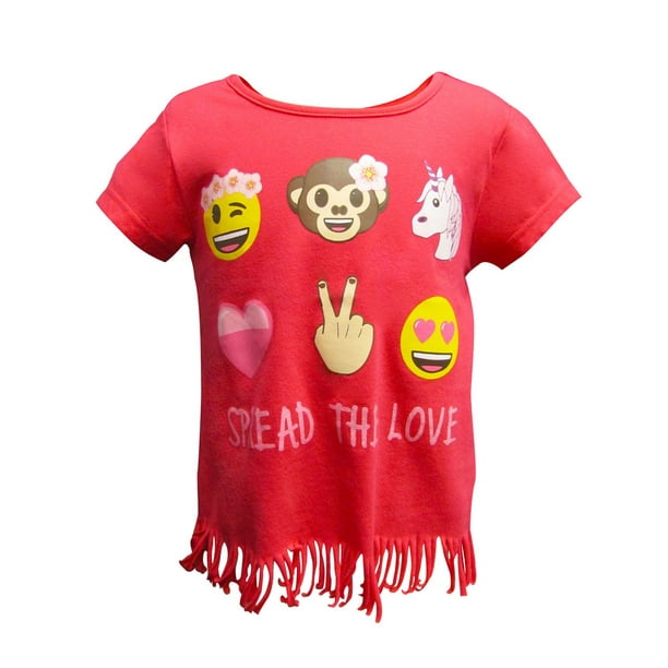 T-shirt « Spread the love » d'Emoji à encolure ras du cou et à manches courtes pour filles