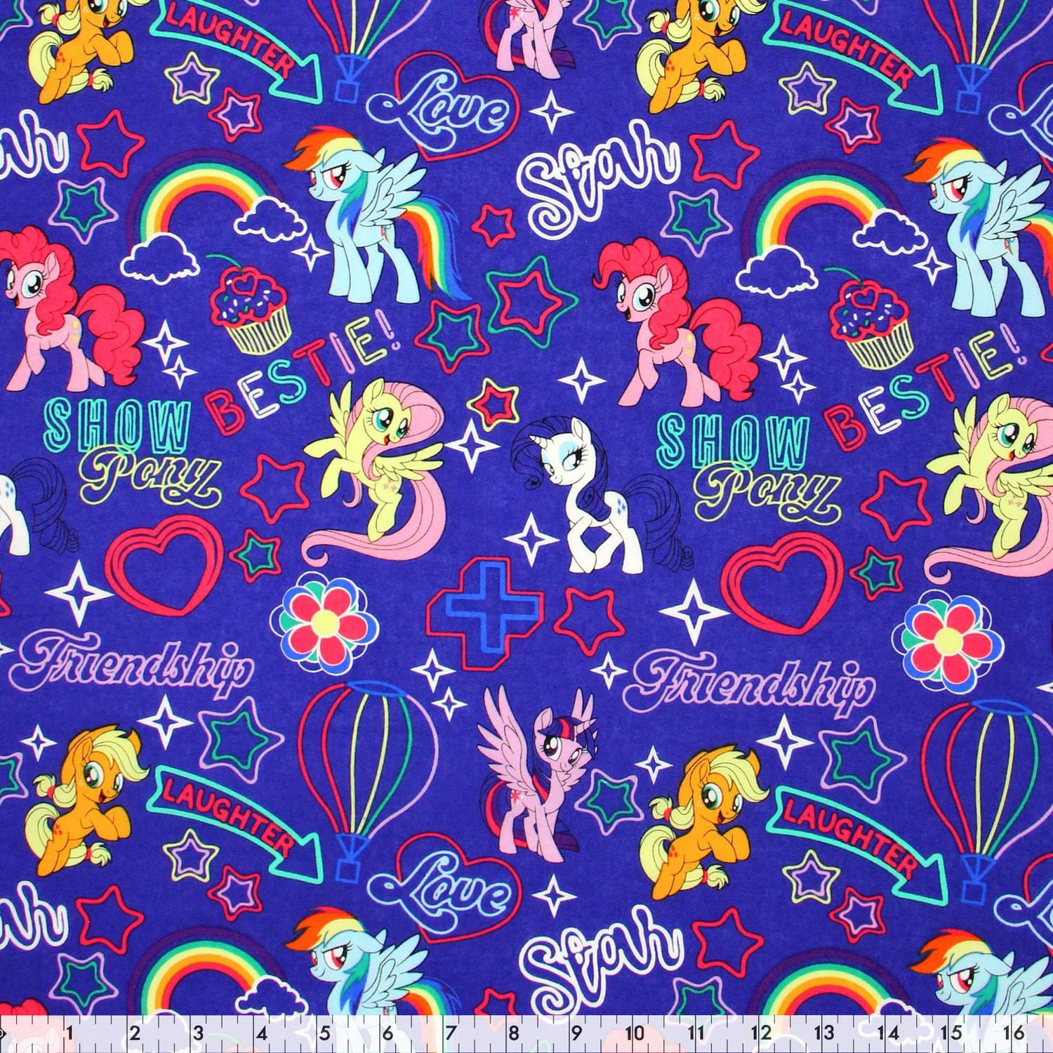 Fabric Creations Blue with My Little Pony Cotton Fabric by the Metre